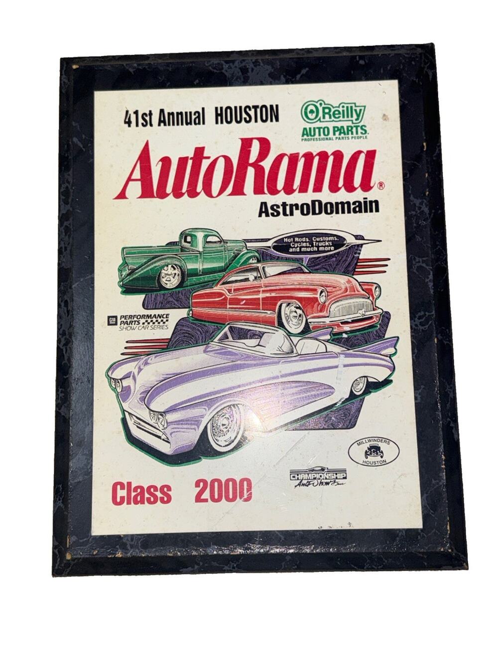 2000 AstroDomain 41st O'Reilly AutoRama CLASS AWARD Plaque Houston, TX